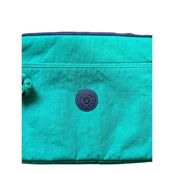 Kipling Nylon Laptop Sleeve Zipper Closure Money Keychain In Clay Teal & Purple - Picture 3 of 11